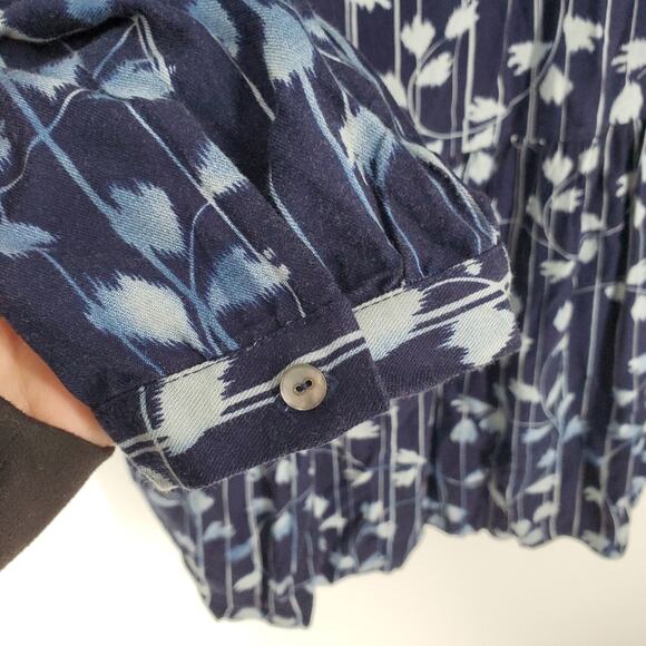 Anthropologie Tiny Blue White Floral Button Down Long Sleeve Tunic M - Picture 8 of 10